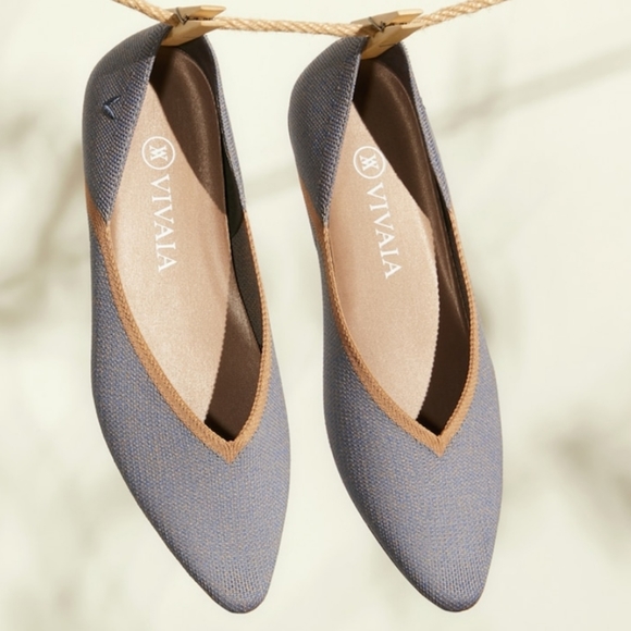 VIVAIA VIENNA 1.0 SANDY BLUE POINTED TOE V CUT FLATS - Picture 16 of 16